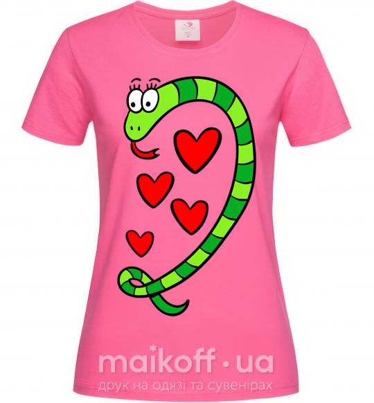 Женская футболка Love snake girl Ярко-розовый фото