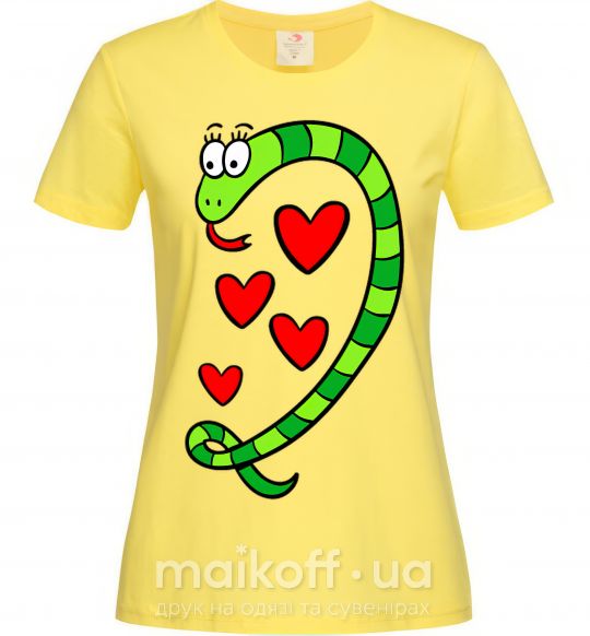 Жіноча футболка Love snake girl Лимонний фото