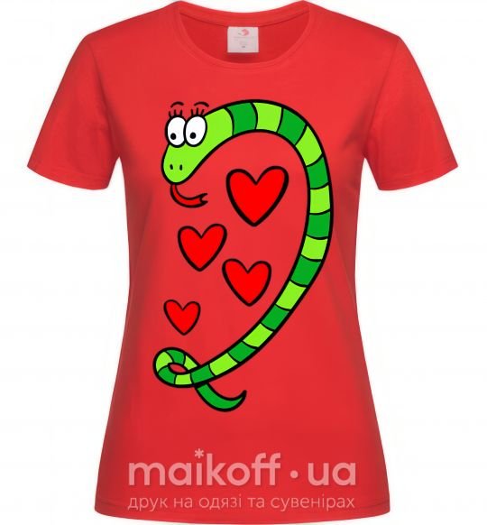 Жіноча футболка Love snake girl Червоний фото