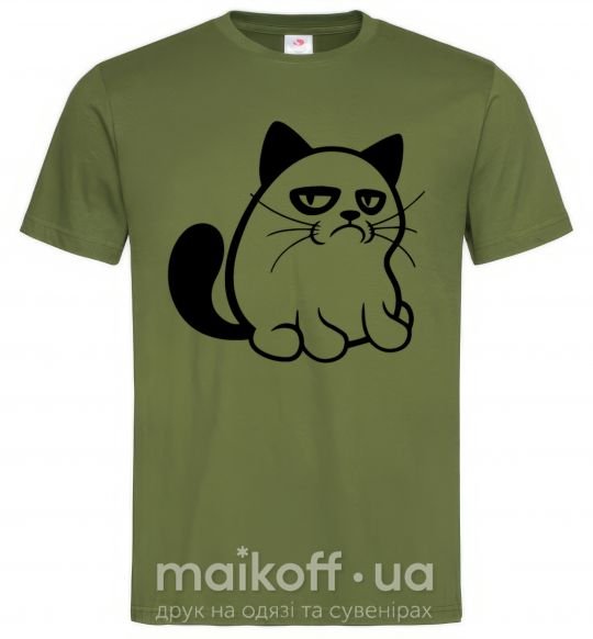 Мужская футболка Grupy cat boy Оливковый фото